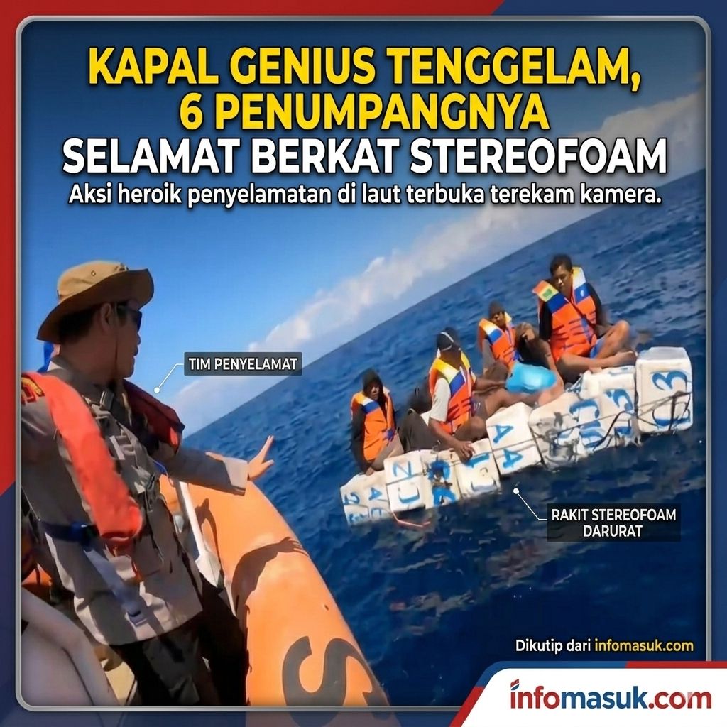 KM GENIUS TENGGELAM, 6 PENUMPANGNYA SELAMAT BERKAT STEREOFOAM